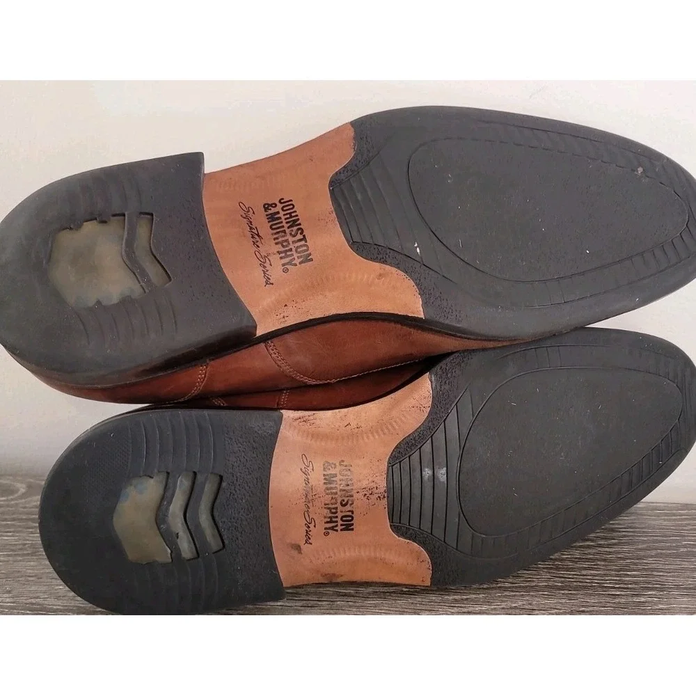 Johnston & Murphy Signature Series Cap Toe Derby Shoes Men's 10 M Brown Leather